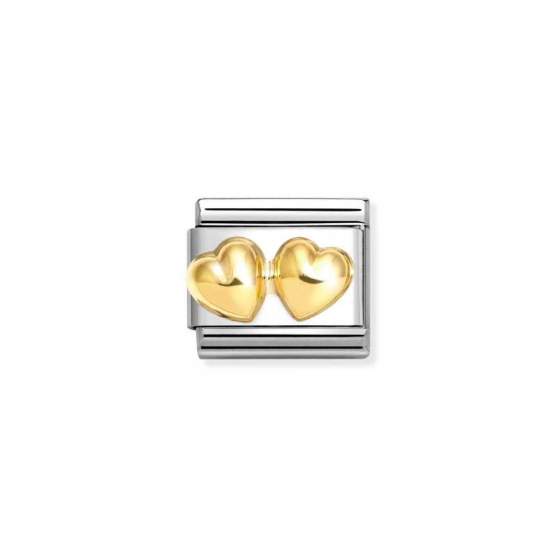 Link Nomination Acero y Oro Doble Corazón Abombado 030116 23