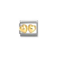 Link Nomination Acero y Oro Doble Corazón Abombado 030116 23