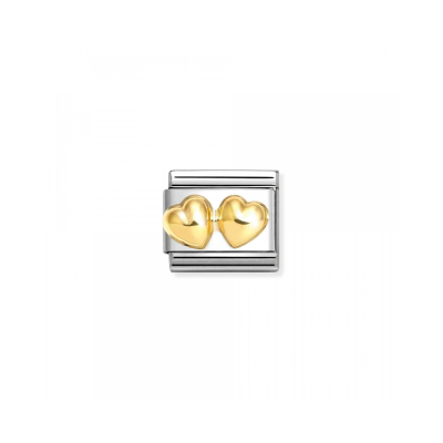 Link Nomination Acero y Oro Doble Corazón Abombado 030116 23
