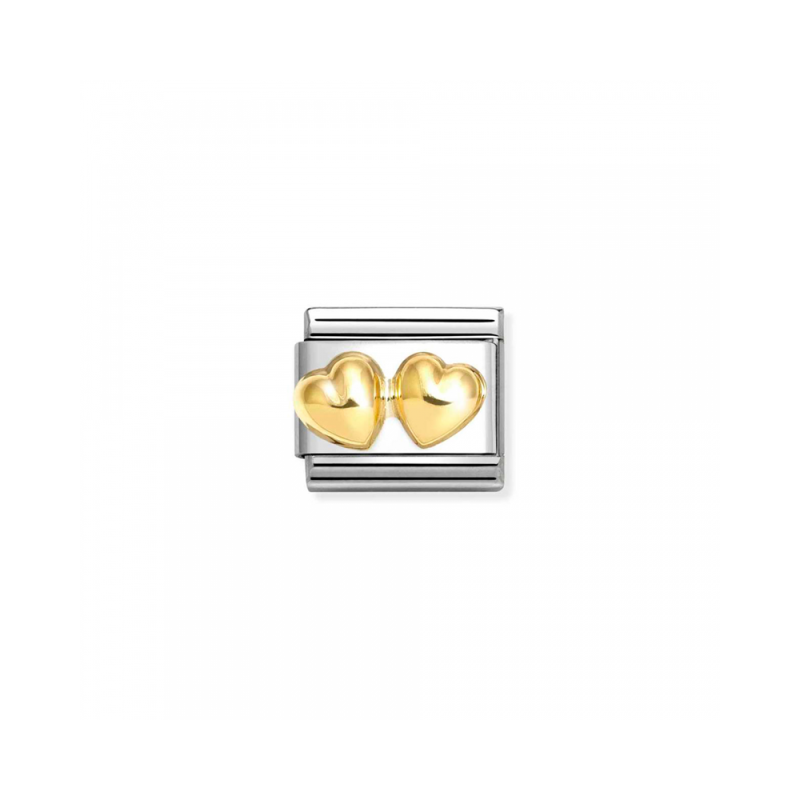 Link Nomination Acero y Oro Doble Corazón Abombado 030116 23