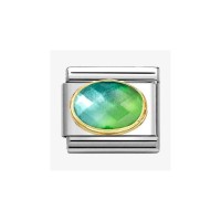 Link Nomination Acero y Oro Piedra Colores Azul-Verde 030612 037