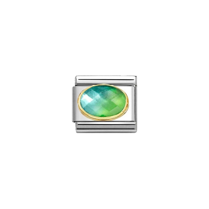 Link Nomination Acero y Oro Piedra Colores Azul-Verde 030612 037
