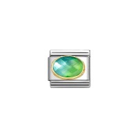 Link Nomination Acero y Oro Piedra Colores Azul-Verde 030612 037