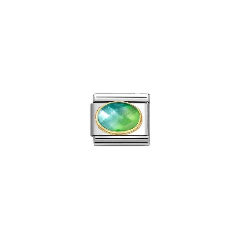 Link Nomination Acero y Oro Piedra Colores Azul-Verde 030612 037