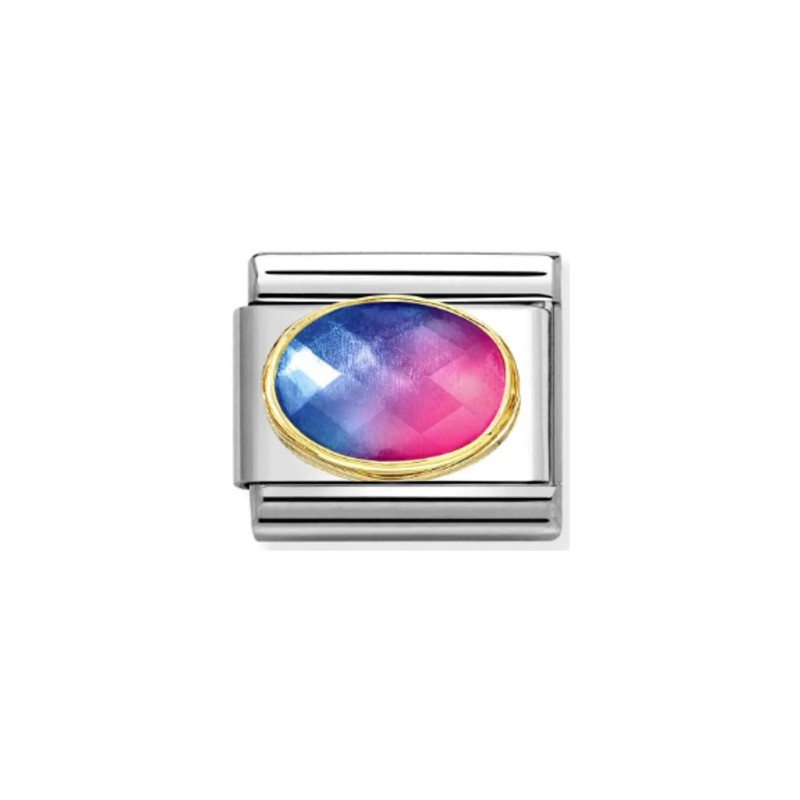 Link Nomination Acero y Oro Piedra Colores Azul-Rosa 030612 036