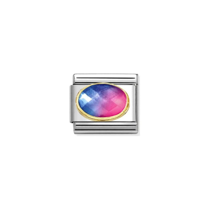 Link Nomination Acero y Oro Piedra Colores Azul-Rosa 030612 036