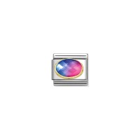 Link Nomination Acero y Oro Piedra Colores Azul-Rosa 030612 036