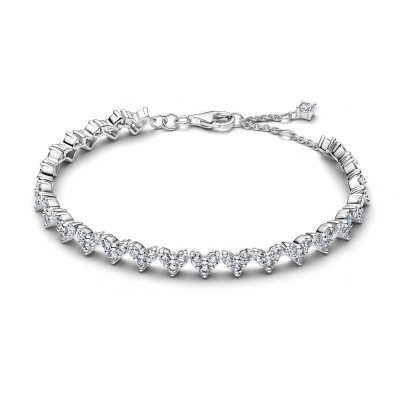 Pulsera Pandora Plata Corazón Tres Piedras 594390C01