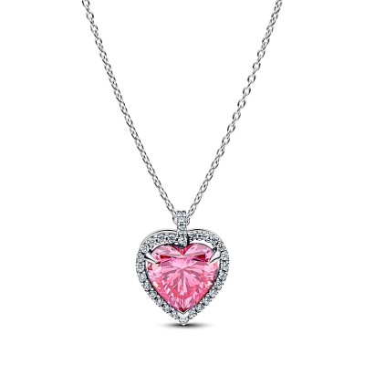 Collar Pandora Halo Corazón Rosa 394414C01