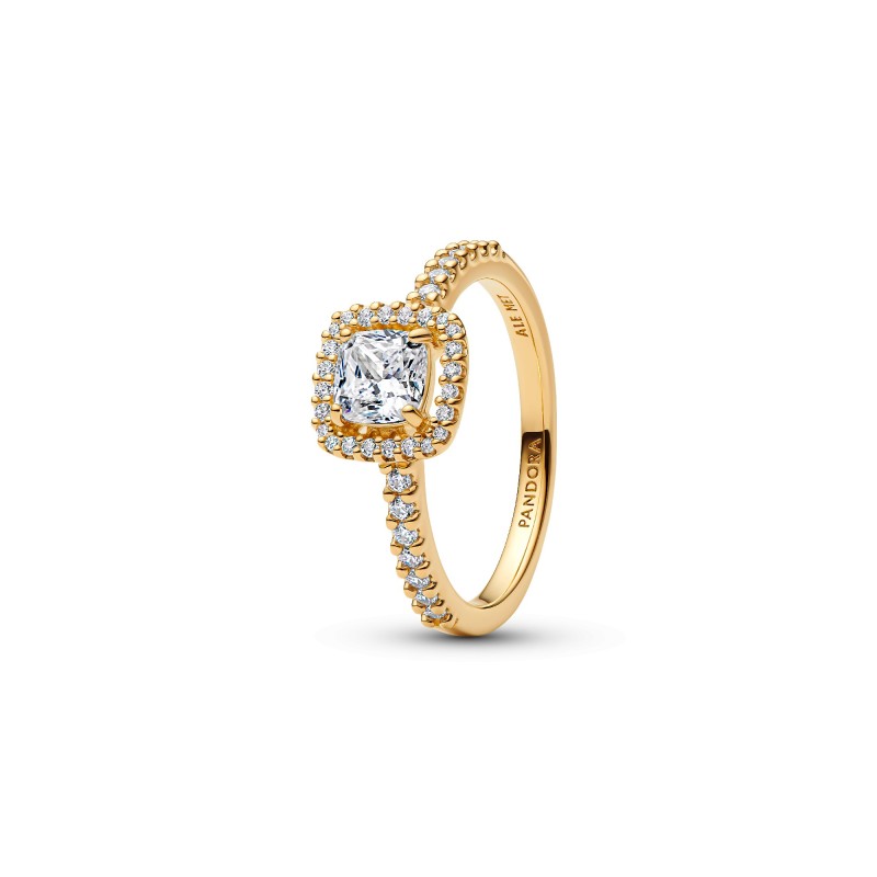 Anillo Halo cuadrado brillante Dorado 163555C01