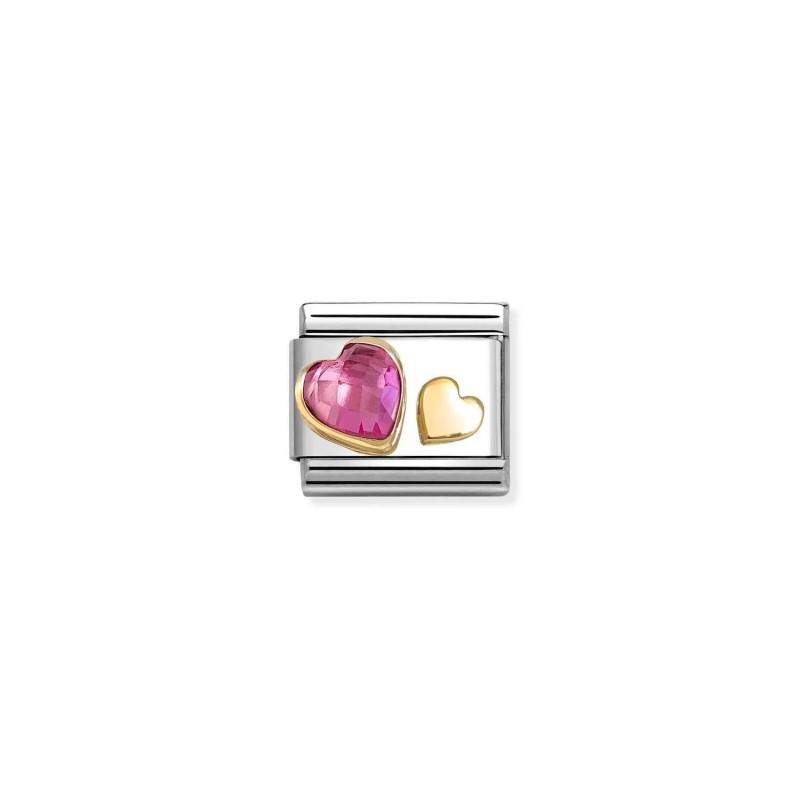 Link Nomination Acero y Oro Corazones Fucsia 030613 09