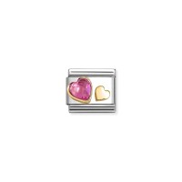 Link Nomination Acero y Oro Corazones Fucsia 030613 09