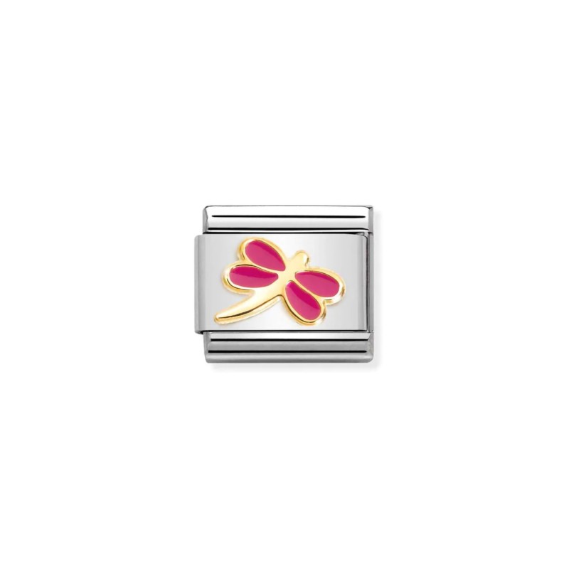 Link Nomination Acero y Oro Libelula Rosa Fucsia 030285 57