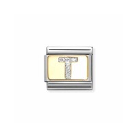 Link Nomination Acero y Oro Letra "T" Glitter 030291 20