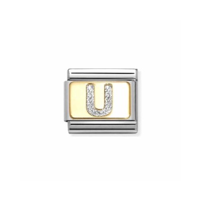Link Nomination Acero y Oro Letra "U" Glitter 030291 21
