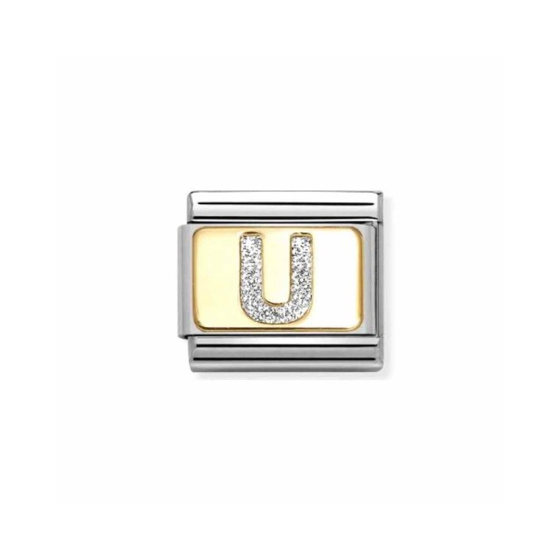 Link Nomination Acero y Oro Letra "U" Glitter 030291 21