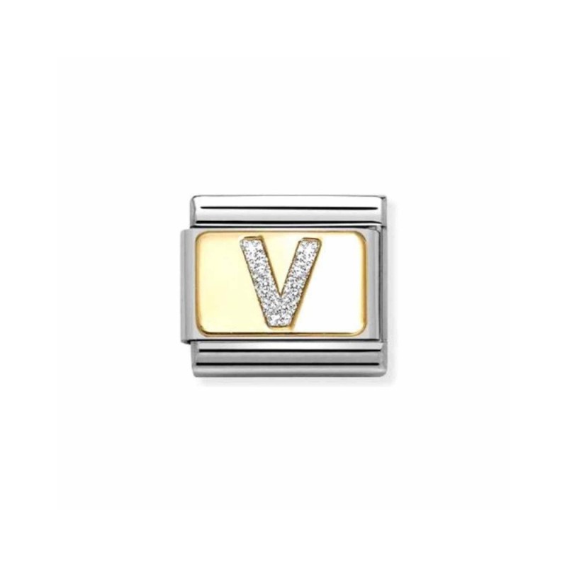 Link Nomination Acero y Oro Letra "V" Glitter 030291 22