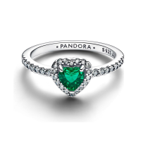 Anillo Pandora Corazón Elevado Verde 198421C07
