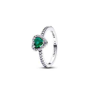 Anillo Pandora Corazón Elevado Verde 198421C07