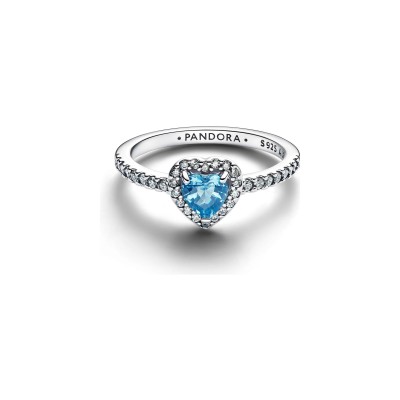 Anillo Pandora Corazón Elevado Azul 198421C10 2