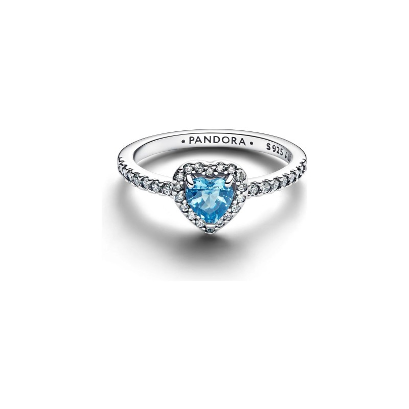 Anillo Pandora Corazón Elevado Azul 198421C10