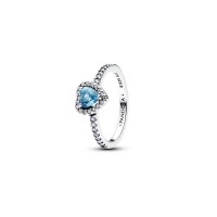 Anillo Pandora Corazón Elevado Azul 198421C10