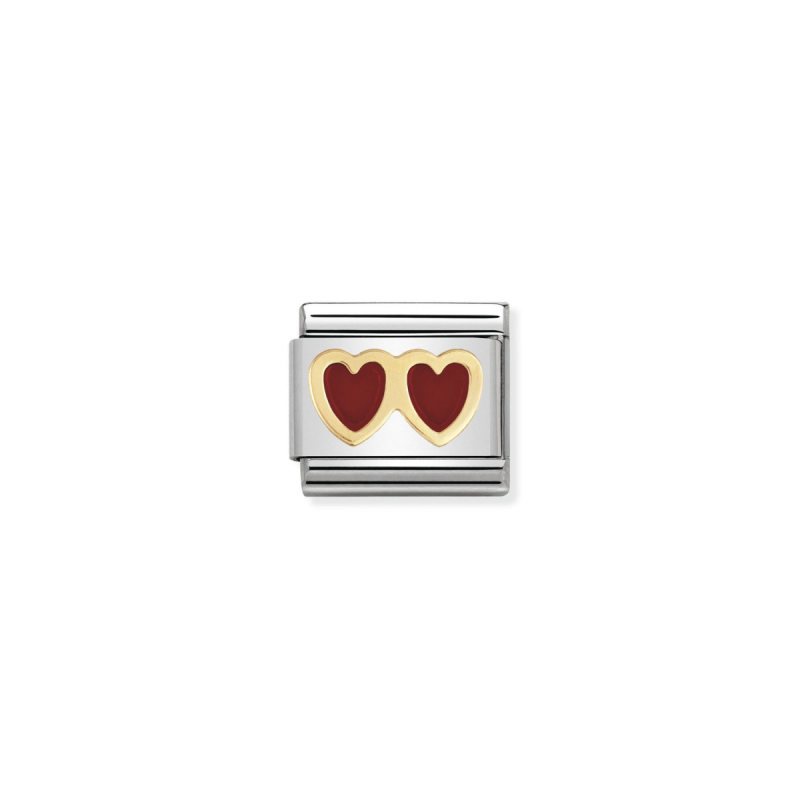 Link Nomination Acero y Oro Doble Corazón 030207 02