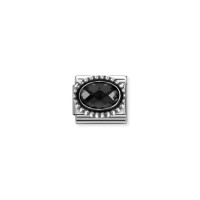 Link Nomination Acero y Plata Circonita Oval Negra 330607 011