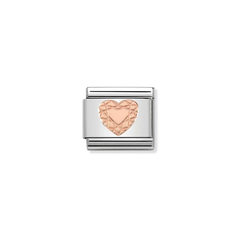 Link Nomination Acero y Oro Rosa Diamante Corazón 430104 19