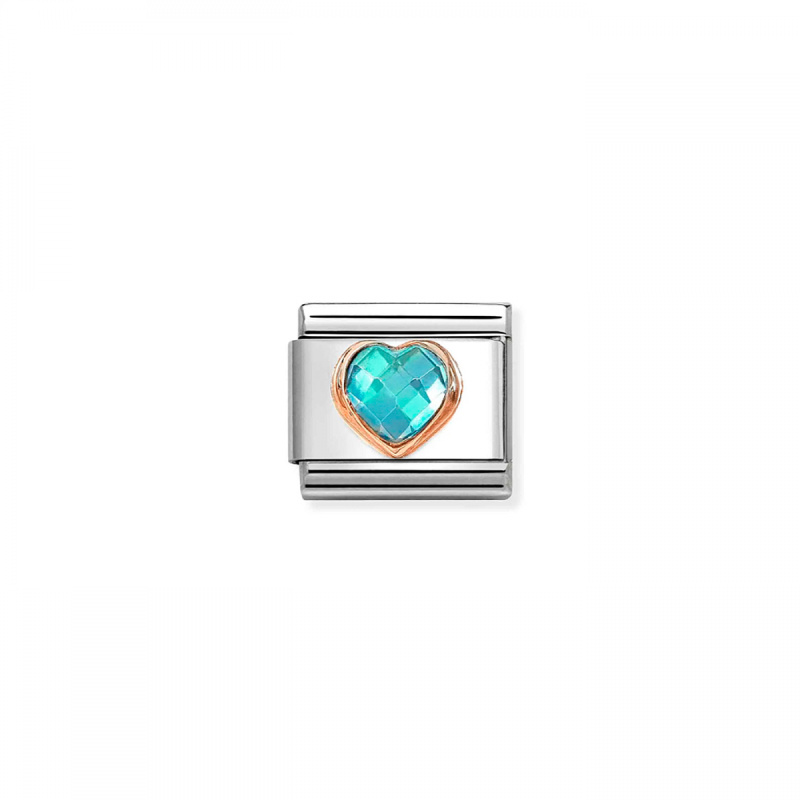 Link Nomination Acero y Oro Rosa Corazon Azul 430607 006