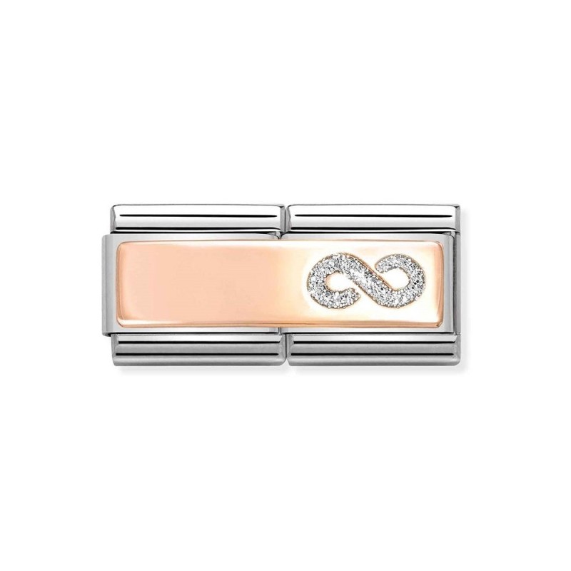 Link Nomination Doble Acero y Oro Rosa Infinito 430721 01