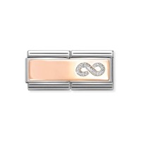 Link Nomination Doble Acero y Oro Rosa Infinito 430721 01