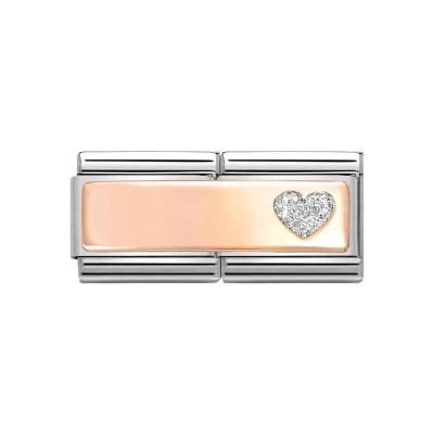 Link Nomination Doble Acero y Oro Rosa Corazón 430721 02