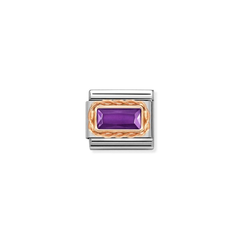 Link Nomination Acero y Oro Rosa Piedra Morada Oro Rosa 430604 001