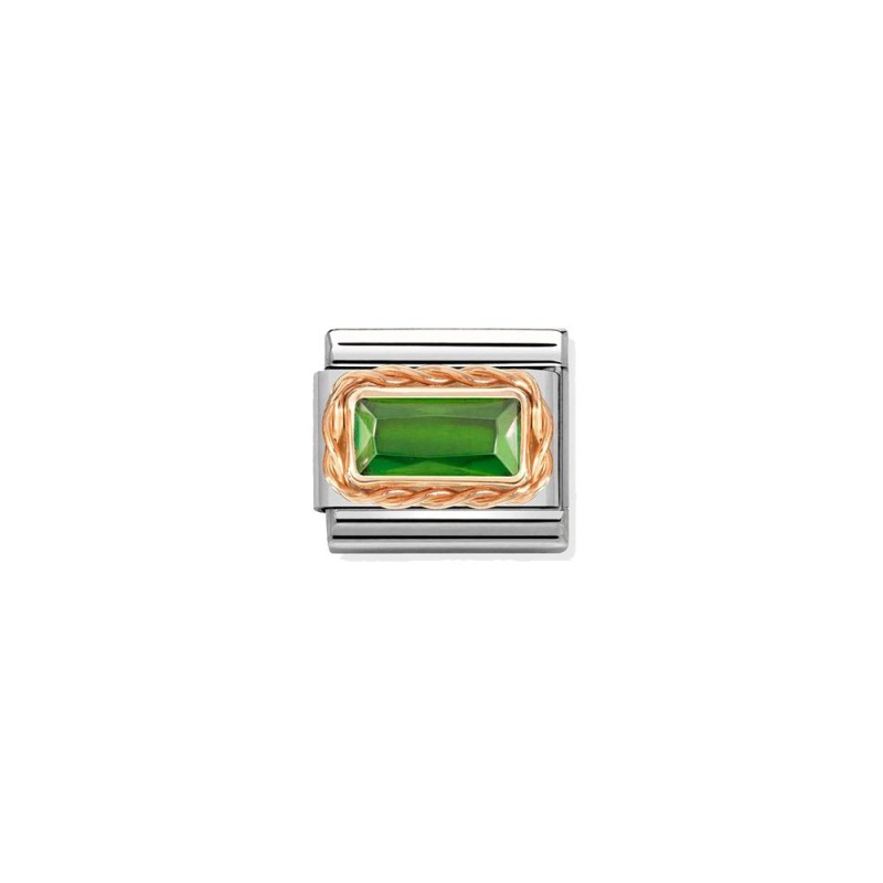 Link Nomination Acero y Oro Rosa Piedra Verde 430604 004
