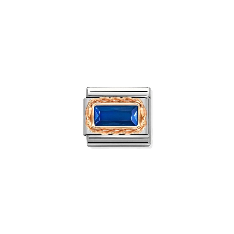 Link Nomination Acero y Oro Rosa Piedra Azul 430604 007