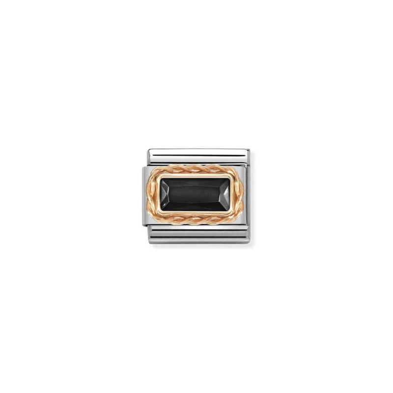 Link Nomination Acero y Oro Rosa Piedra Negra 430604 011
