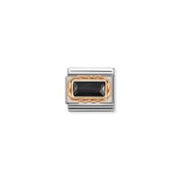 Link Nomination Acero y Oro Rosa Piedra Negra 430604 011