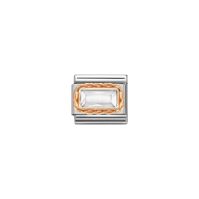Link Nomination Acero y Oro Rosa Piedra Blanca 430604 010
