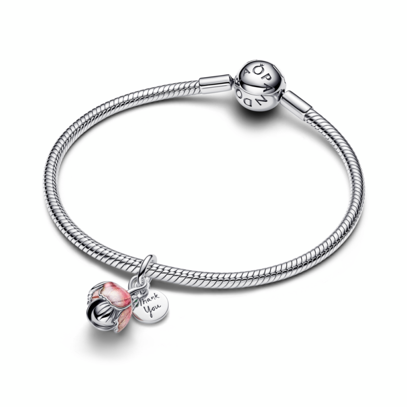 Charm Pandora Colgante plata Dorado Flor Floreciente 764453C01