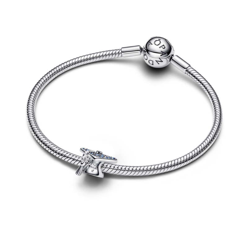 Charm Pandora plata Birrete Graduación 2026 Azul Brillante 794461C01