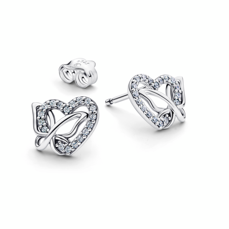 Pendientes Pandora plata Corazón y Mariposa Entrelazados 294476C01