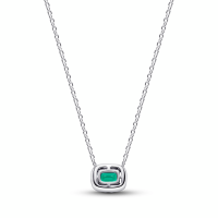 Collar Pandora plata Halo Rectangular Verde Brilllante 394503C01