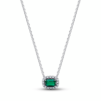 Collar Pandora plata Halo Rectangular Verde Brilllante 394503C01