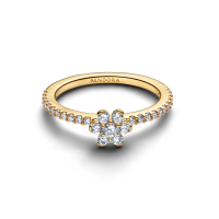 Anillo Pandora Dorada Flor Brillante 164499C01