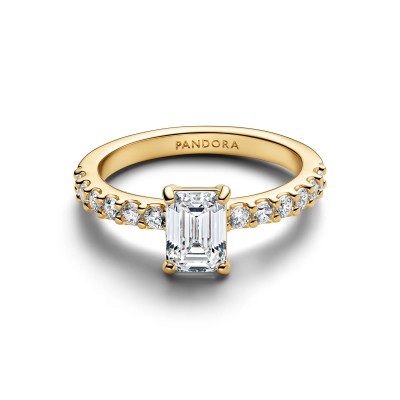 Anillo Pandora Halo Rectangular Brillante Dorado 164506C01 2