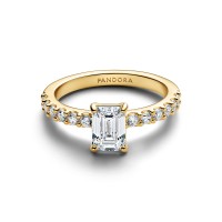 Anillo Pandora Halo Rectangular Brillante Dorado 164506C01