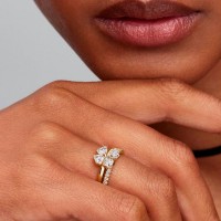 Anillo Pandora Divisible Trébol Suerte Brillante Dorado 164507C01