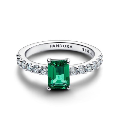 Anillo Pandora Halo Rectangular Verde Brillante 194506C01 2