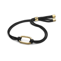 Pulsera Pandora Cordón Negro Eslabón Link  que se abre Dorado 564680C01